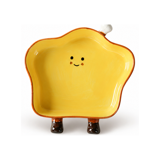 Cute Bread-Shaped Ceramic Plate