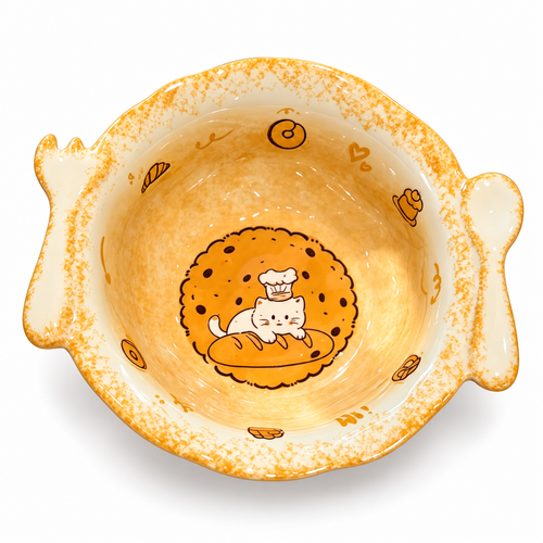 Cute Hand-Painted Ceramic Cat Soup Bowl
