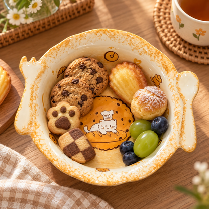 Cute Hand-Painted Ceramic Cat Soup Bowl