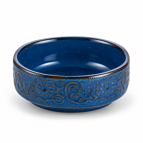 Vintage Embossed Ceramic Salad Bowl